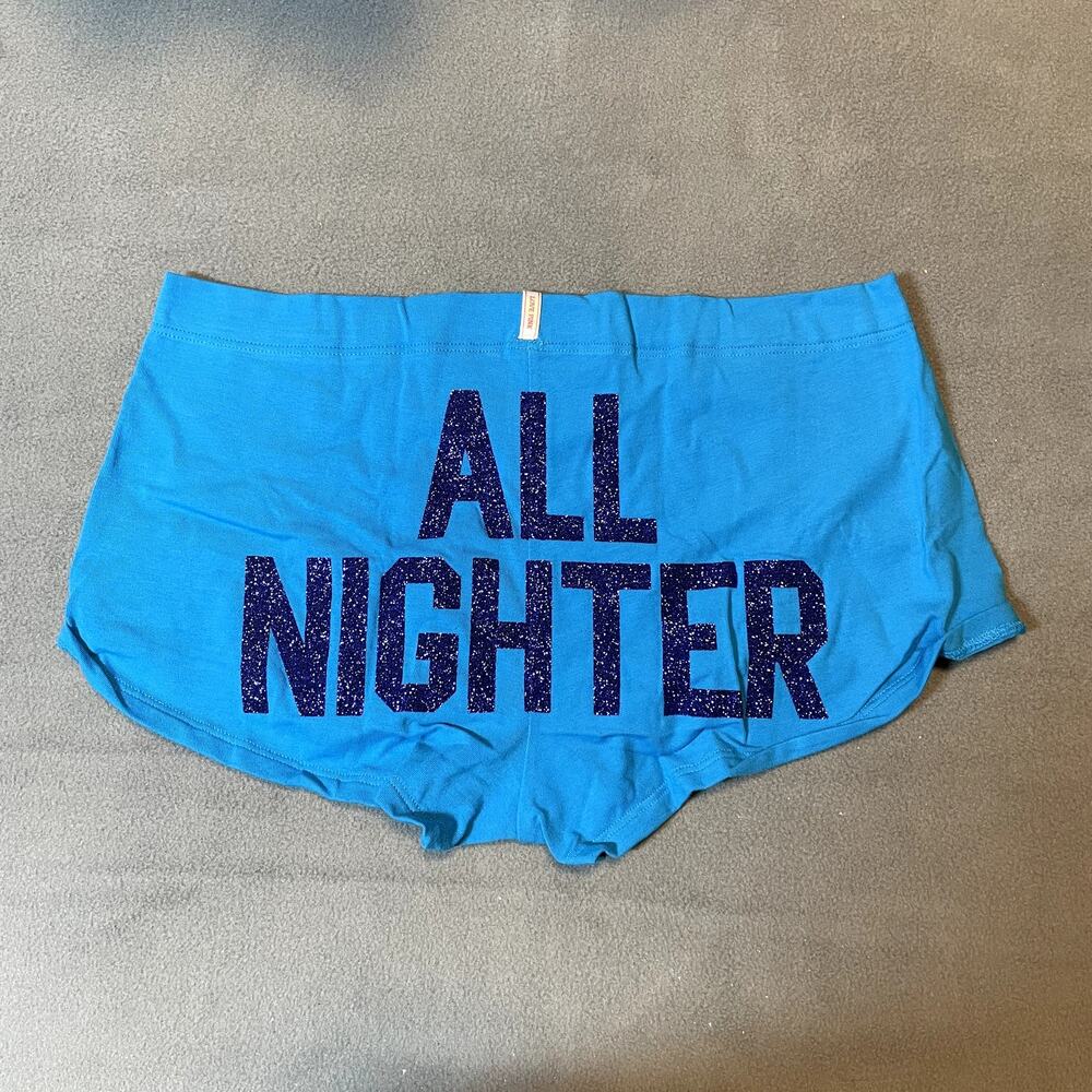 Victoria's Secret PINK 2011 Ruched Front Boy Short Panty Medium Blue All Nighter